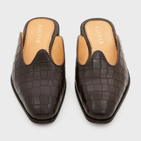 Nagra Slip | Wood Brown Croco Leather